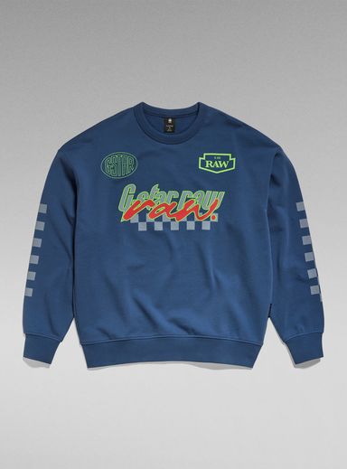 Moto Sport Graphic Loose Sweater | ミディアムブルー | G-Star RAW® JP